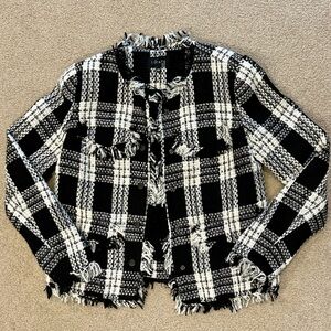 Stylish Black and White Plaid Jacket